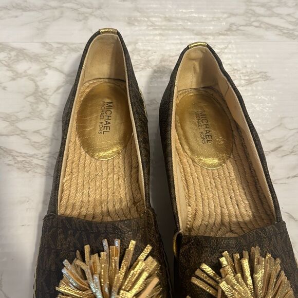 MICHAEL Michael Kors Lolita leather PomPom espadrille flats size 10 M - Picture 10 of 12